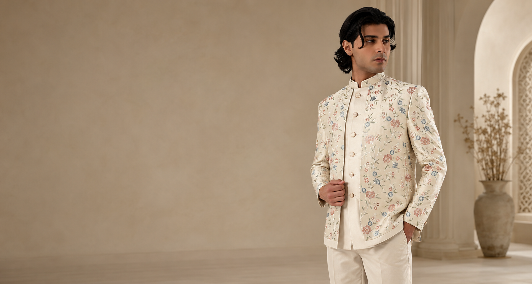 ivory wedding dress groom white shirt Ivory Tuxedo Suit for Men Wedding Formal Wear