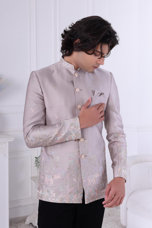 Men's Light Pinkish Bandhgala |Sherwani For Men | Royal Jodhpuri Prince Coat | Indian Groom Outfit Laroyal