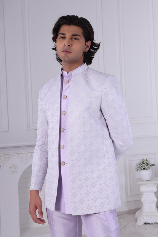 Lilac Sherwani for Men: Subtle Designer Indian Wedding Outfit Laroyal