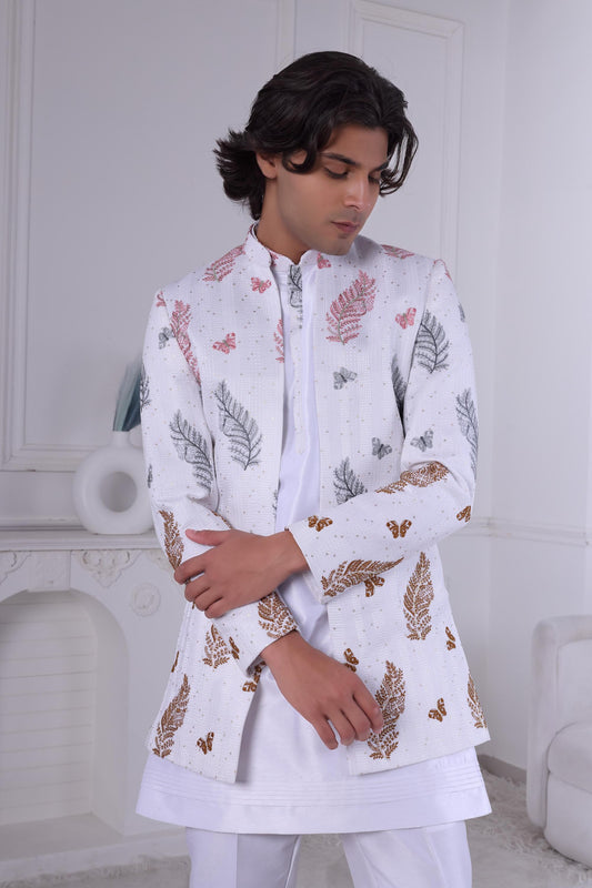 Ivory Embroidered Sherwani for Men: Wedding Groom Outfit Laroyal