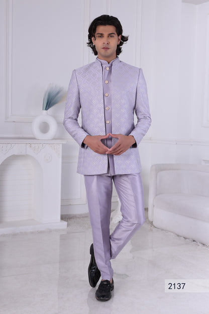 Men’s Lavender Embroidered Sherwani Set , Luxury Indo Western Reception, Engagement ,Sangeet Sandhya Wear LA2137 Laroyal