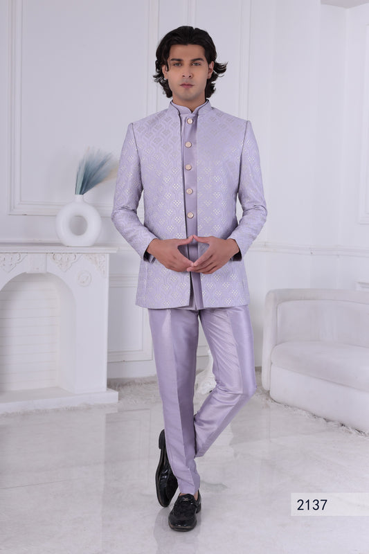 Men’s Lavender Embroidered Sherwani Set , Luxury Indo Western Reception, Engagement ,Sangeet Sandhya Wear LA2137 Laroyal
